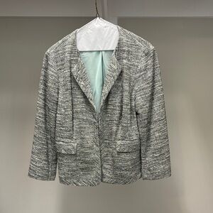 Ann Taylor Gray Tweed Blazer Professional Structured